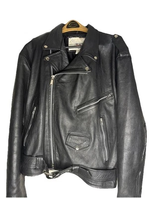 Chaqueta de motociclista vintage de cuero Vanguard EE. UU. negra talla 46 cremallera completa Foto 1 de 4