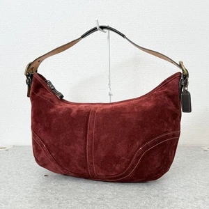 Coach Schultertasche Vintage rot Wildleder Leder Hobo Damen gebraucht aus Japan - Bild 1 von 11