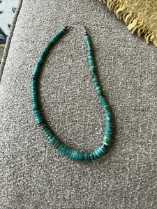 Vintage Türkis Heishi Navajo Sterling Silber Perlenkette Nachlass selten - Bild 1 von 8
