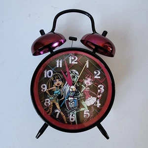 Monster High Twin Bell Alarm Clock - Pink Black Retro Tabletop - Picture 1 of 9