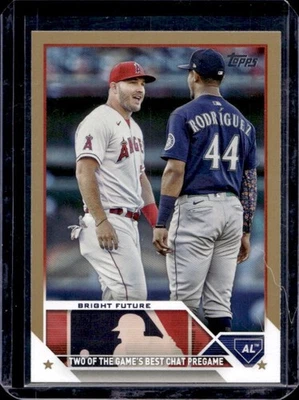 2023 Topps Update Bright Future (Mike Trout Julio Rodriguez) Gold #/2023 Giants - Image 1 of 2