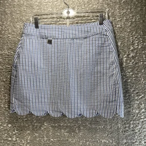 Lulu B Größe 8 blau, weiß Seersucker Golfrock Skort Baumwolle Nylon Jakobsmuschelsaum - Bild 1 von 11