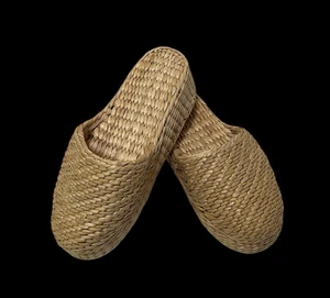 Handgewebte Naturstroh Raffia Slipper Plateau Hausschuhe Größe 7,5-8 - Bild 1 von 8
