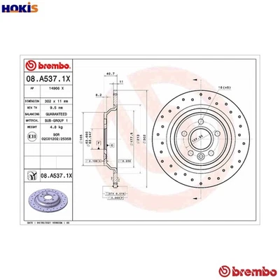 2x BRAKE DISC 08.A537.1X FOR VOLVO V60/Cross/Country/Van S80/II S60 XC70/VAN - Image 1 of 4