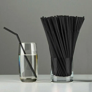 100-1000x Straws Plastic Bendy Black Straws Birthday Wedding Summer Party Drink - Picture 1 of 8