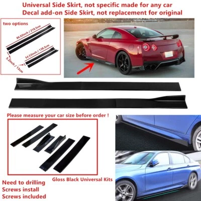 86/54.5" For 2017-2024 Nissan GT-R Universal Gloss Side Skirt Extension Lip Trim - Image 1 of 4