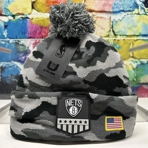 Brooklyn Nets NBA Basketball Camo Winter Hat USA Flag Embroidered Adult One Size - Picture 1 of 22