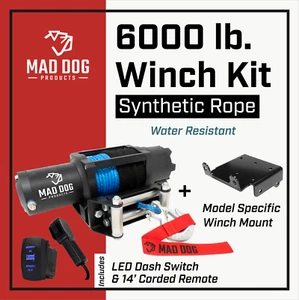 6000lb Mad Dog Synthetic Winch Kit for 2014-2024 Polaris RZR 1000 XP / 1000 XP 4 - Picture 1 of 10