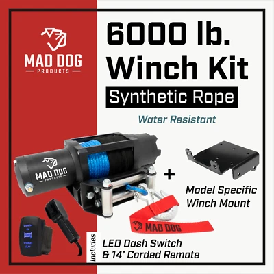 6000lb Mad Dog Synthetic Winch Kit for 2010-2016 Polaris Ranger 800 - Image 1 of 4