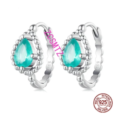 Sterling Silber S925 Runde Ohrringe Schnalle Weiß Vergoldet Zirkonia Ohrringe - Bild 1 von 4