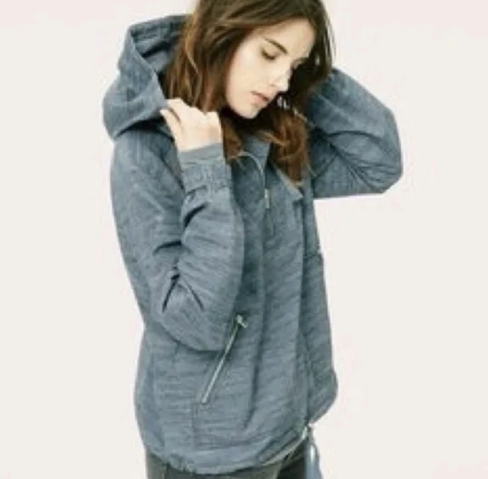 Lou & Grey Space Dye Half Zip Hooded Pullover Blue Size Large - Image 1 of 4