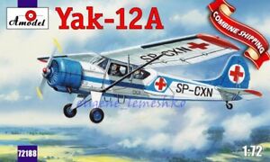Amodel 72188 "Yakovlev Yak-12A Soviet multirole aircraft" plastic model kit 1/72