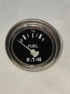 VTG EATON FUEL GAUGE BLACK DIAL SEND IGN 5-75 - Picture 1 of 3