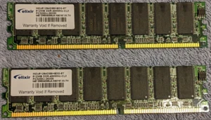Elixir 72 Pin 512 MB DDR-400 Mhz PC3200 Memory 2 ea - Picture 1 of 4