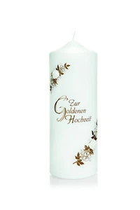 Vela de boda vela de boda dorada 220x80 mm vela de ocasión vela de aniversario excelente - Imagen 1 de 1