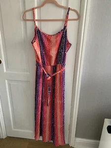 TOLL REDUZIERT!! NEU OHNE ETIKETT GEORGE ROSA/LILA MULTI MAXI PLISSEE KLEID GRÖSSE 14 - Bild 1 von 5