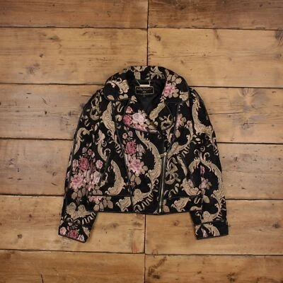 Vintage Kathy Ireland Tapestry Jacket S Biker Floral Black Womens - Image 1 of 4