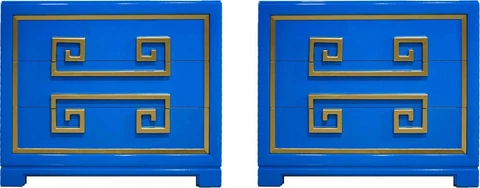 1940s Hollywood Regency Kittinger Greek Key Chests Newly Lacquered - a Pair Cover