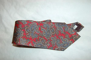 Oscar de la Renta Neckwear Couture Collection Red/Blue/Brown Silk Paisley Tie - Picture 1 of 9