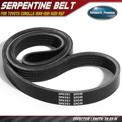 38.63 in Serpentine Belt for Toyota Corolla 1988-1991 Audi RS7 S8 BMW E34 Mazda - Image 1 of 4