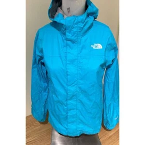 The North Face Robin Egg Blue HyVent Hooded Rain Jacket Blue Girls L 14/16 - Picture 1 of 4
