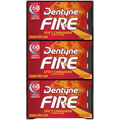 Chicles DENTYNE Fire Spicy Cinela, hielo Artic Chill, menta verde, menta Foto 1 de 4
