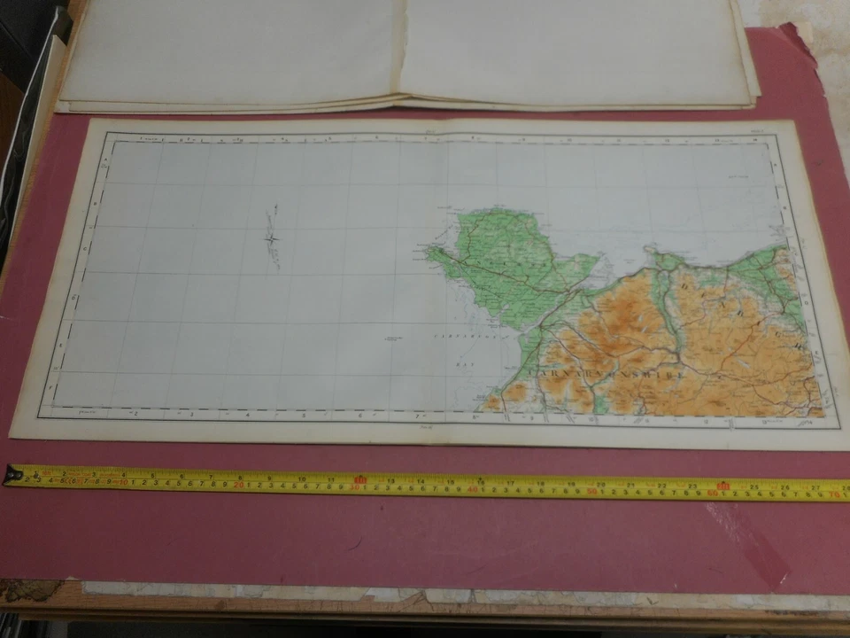 100% ORIGINAL GRANDE ANGLESEY NORTH WALES MAPA POR ENCUESTA DE ARTILLERÍA C1922 EN MUY BUEN ESTADO Foto 1 de 1