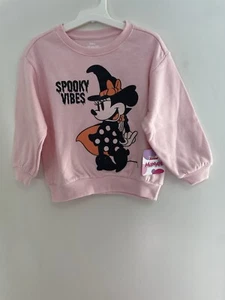 Disney Toddler Girls Cozy Spooky Vibes Minnie Mouse Halloween Sweatshirt Pink 4T - Picture 1 of 3