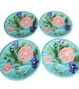 8x Bordallo französische Majolika-Teller Lot Korb rosa blau periwinkles selten Vintage HTF - Bild 1 von 10