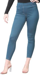 Ex M&S 28" Bein Damen zum Anziehen blau Jeans Denim Jegging Rückentaschen normal - Bild 1 von 2