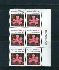 Palau SC # 20 Pink Sponge . Block Of 6 . MNH - Picture 1 of 1