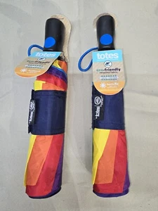 2 - 42" Totes : Eco Friendly :Rainbow : Push-button : Sunguard UPF 50 Umbrellas - Picture 1 of 2