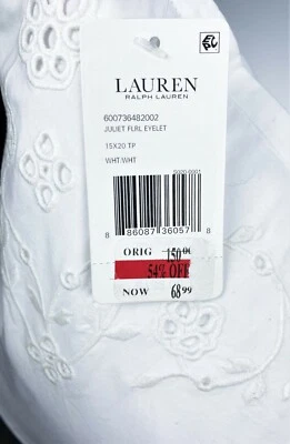 Ralph Lauren Juliet Blanco Floral Ojales Decoración Acento Almohada Plumas Foto 1 de 4