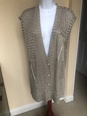 Cárdigan Bisagra Mujer Tostado M. Chaleco Botón Largo Nuevo con Etiquetas. Tejido grueso. Foto 1 de 4