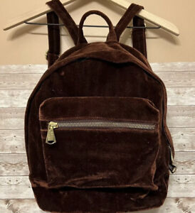 Aimee Kestenberg Womens Woodside Velvet Backpack Handbag Red Brown Mahogany