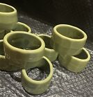 Napkin Rings  Vintage Avocado Green Oval  Ceramic Glazed Set Of 12