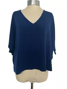 Eric Bompard Navy Blue 100% Cashmere Relaxed Fit V Neck Jumper Top S UK 12 -14 - Picture 1 of 13