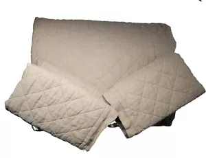 Pottery Barn Belgian Flax Linen Diamond Quilt Queen Color? + 2 Std Shams OB - Picture 1 of 16