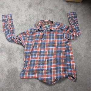 Eddie Bauer Shirt Mens Large Orange Plaid Flannel Long Sleeve - Picture 1 of 12