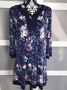 Süße Tunika Kleid * Blau Rosa Weiß Geblümt * Gr. 40/42 * Viscosemix * - Bild 1 von 2