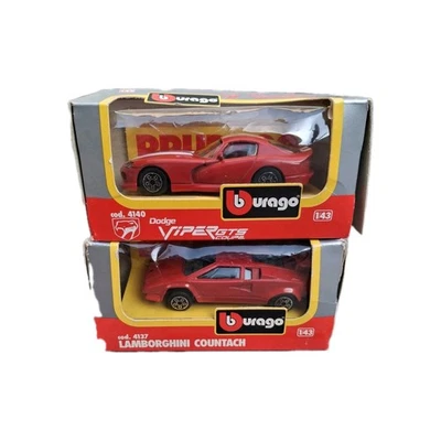Set 2 Bburago Dodge Viper Gts Coupe'- Lamborghini Countach, Scala 1/43 - Immagine 1 di 4