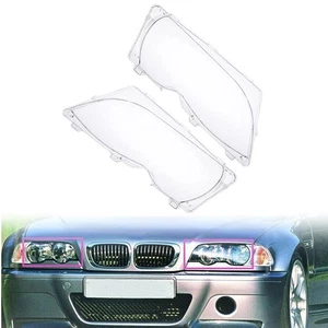 For BMW E46 3 Series 4 Door Aftermarket Clear Headlight Lens Cover 2002 2005 - Picture 1 of 9