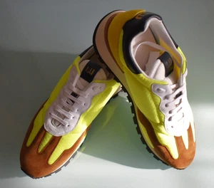 dunhill Axis Runner Sneaker Yellow Fabric Brown Suede Trainers Sz 11 EU 45 £445 - Picture 1 of 11
