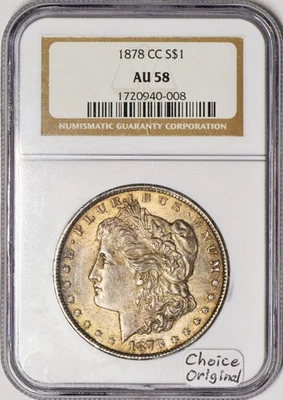 1878-CC Morgan Dollar NGC AU-58; Choice Original - Image 1 of 4