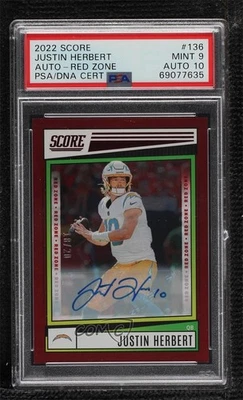 2022 Score Red Zone Signatures /20 Justin Herbert #136 PSA 9 MINT Auto - Image 1 of 2