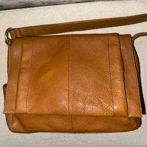 ROLFS Genuine Leather Dark Tan, Caramel  Shoulder Bag 11x8x3” - Picture 1 of 12