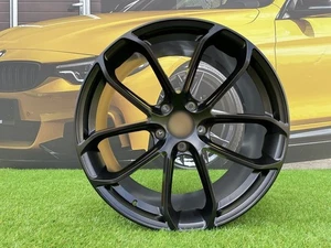 4X R21 Inch 5x130 Porsche Gambit Style Black Half Matt Wheels: Fits For Cayenne - Picture 1 of 8