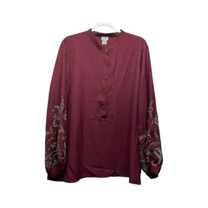 Chico’s Pullover mit verzierten Ärmeln Oberteil Farbe Deep Chianti Gr. 4 (US 20) Bohemian - Bild 1 von 12