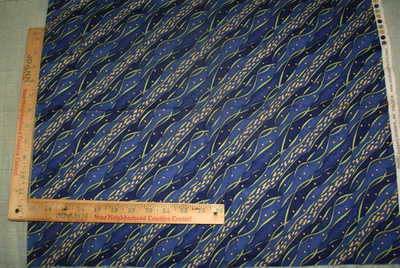 Acolchado de tela de algodón Blue Fish & Stars Debbie Mumm SSI 36 x44" envío rápido Foto 1 de 3