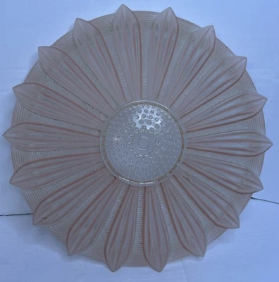 Antique Art Deco Frosted Glass Pink Sunflower Light Shade 1920’s - Image 1 of 4